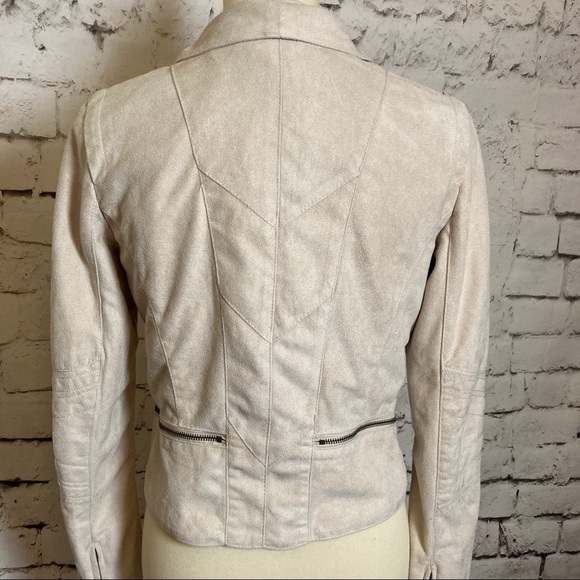 SOLEMIO Beige Vegan Suede Moto Jacket Size Large - Picture 11 of 16